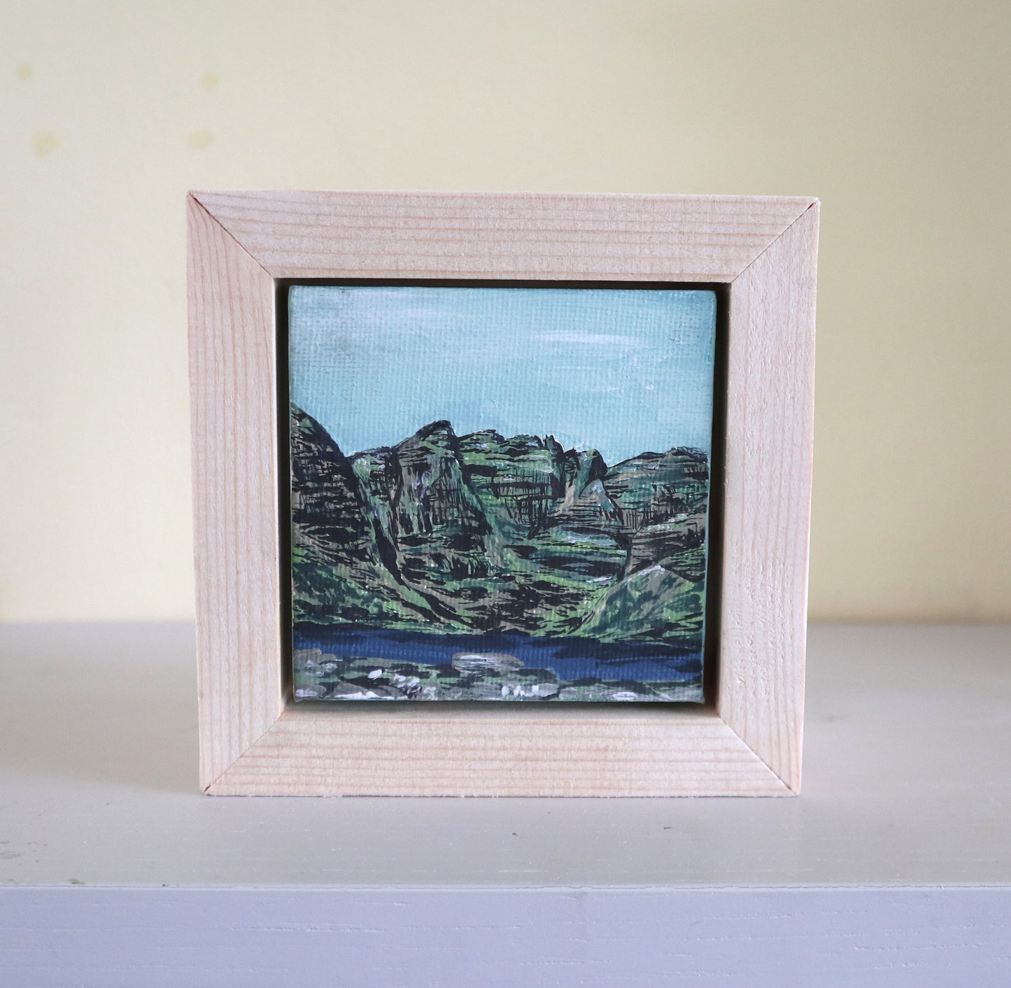 Day 37 - 7x7cm Mini Canvas - Loch Toll an Lochain, Pinnacles of An Teallach and Corrag Buidhe