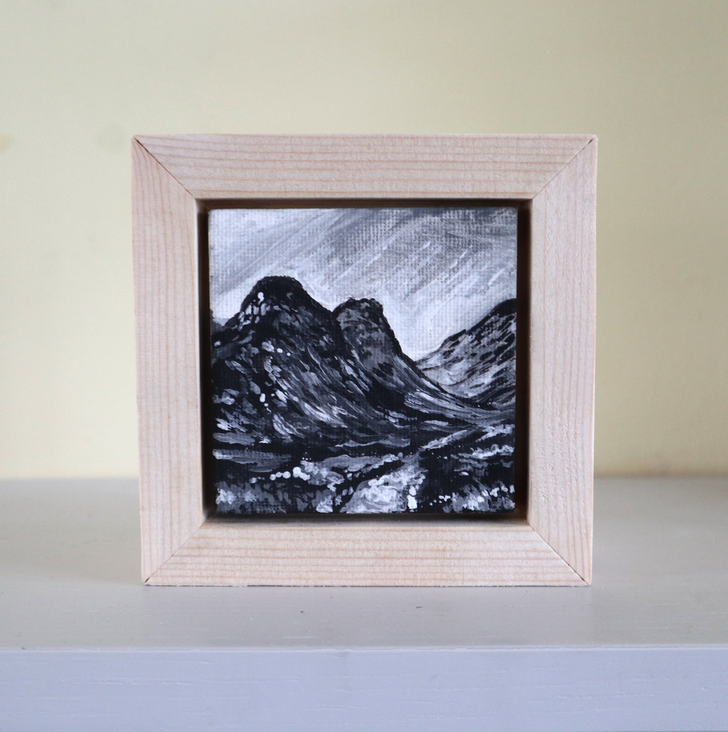 Day 19 - 7x7cm Mini Canvas - Glencoe in Black and White