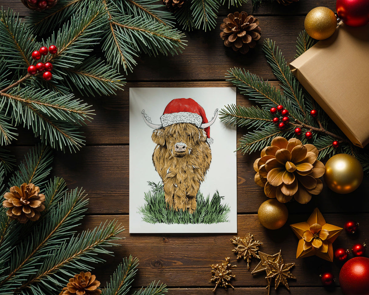 Highland Cow Christmas Card