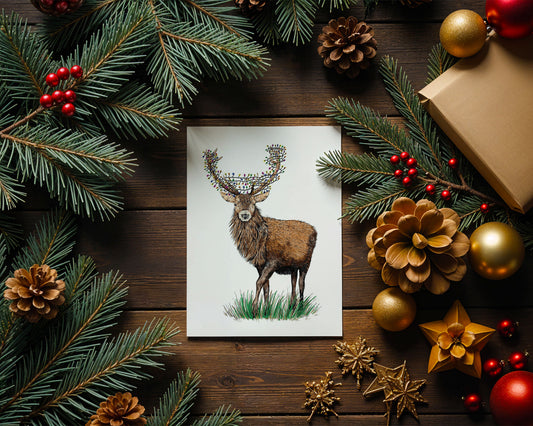 Scottish Stag Christmas Card