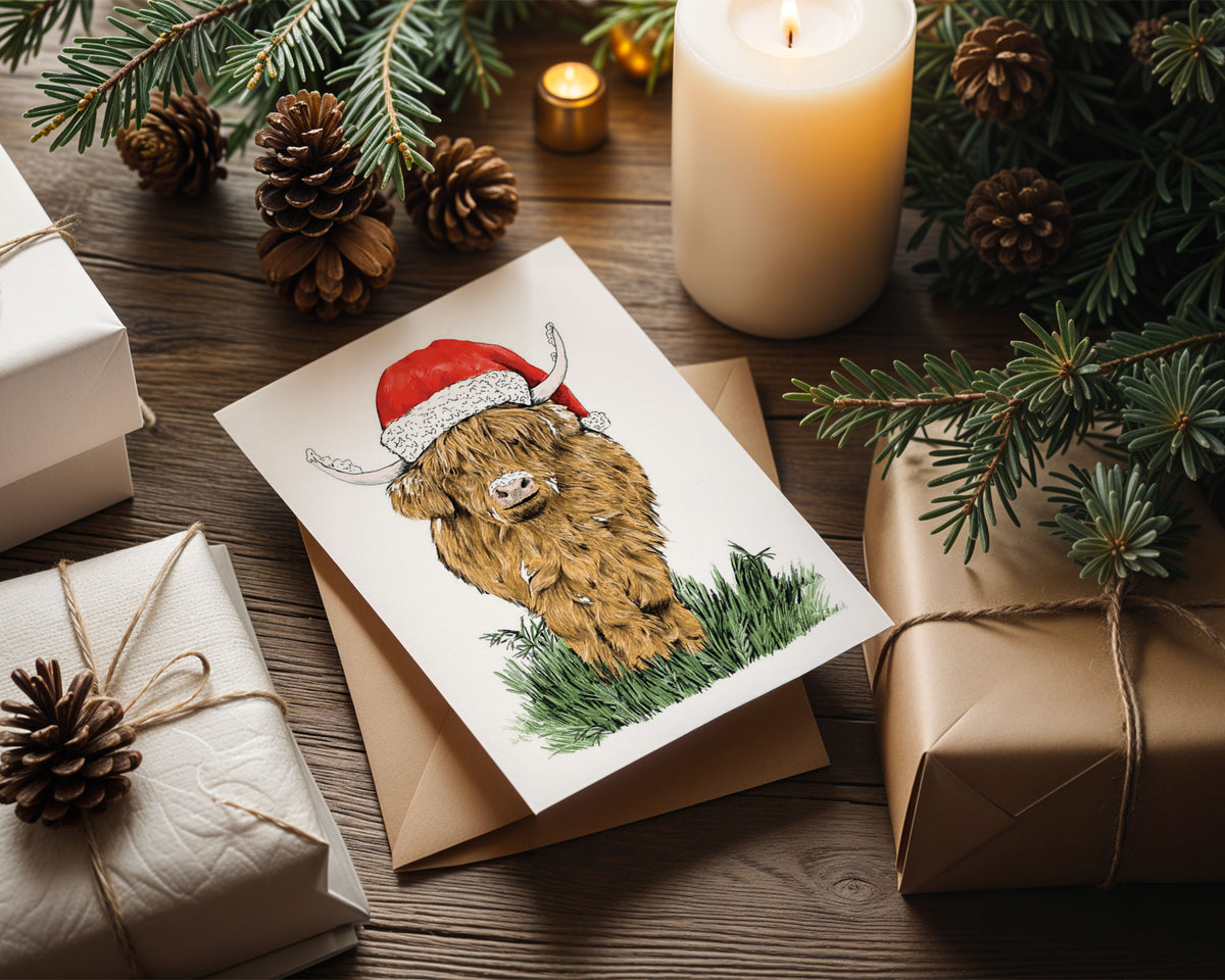 Highland Cow Christmas Card