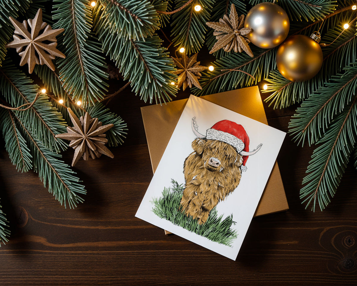 Highland Cow Christmas Card
