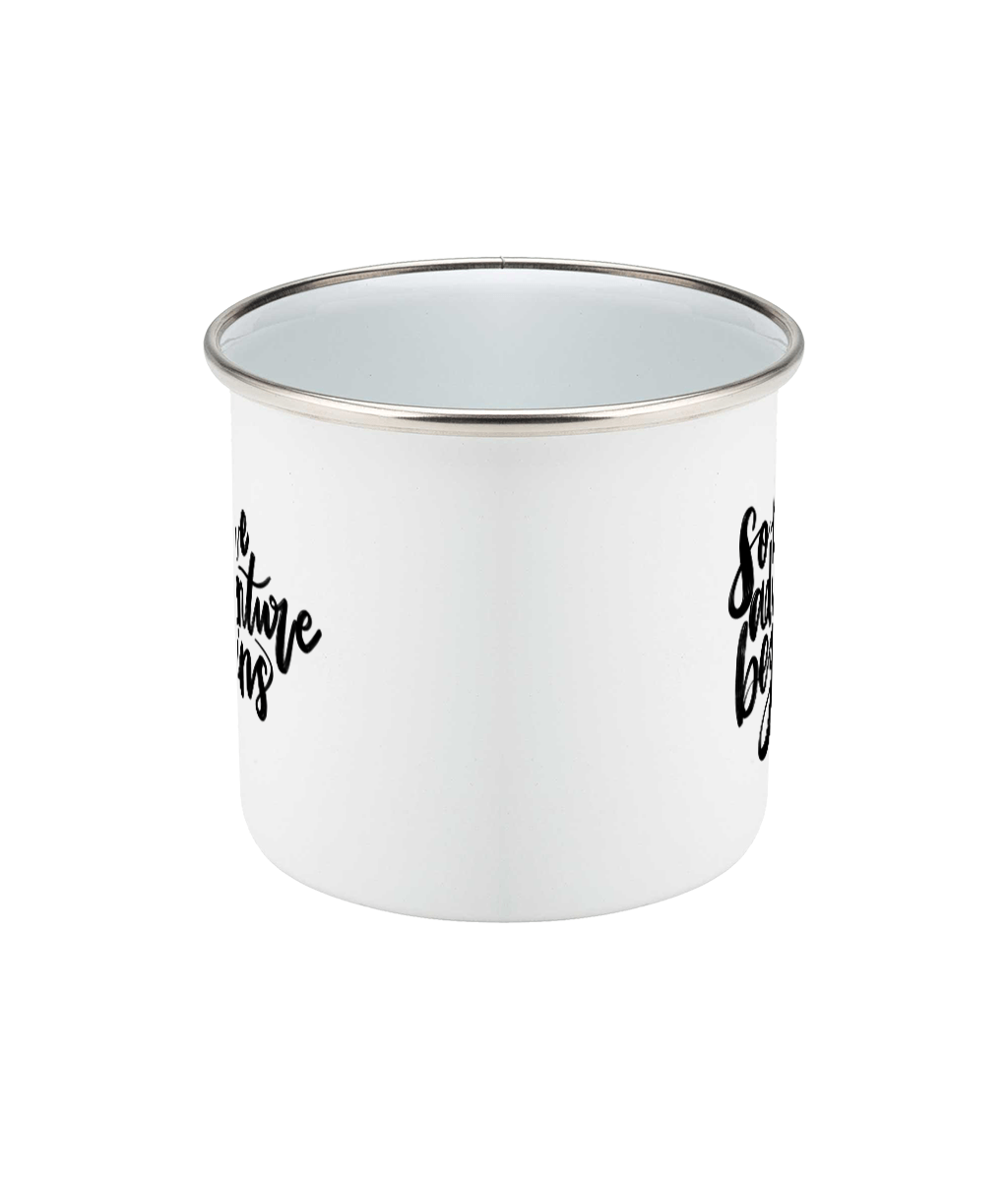 'Adventure Begins' Enamel Mug