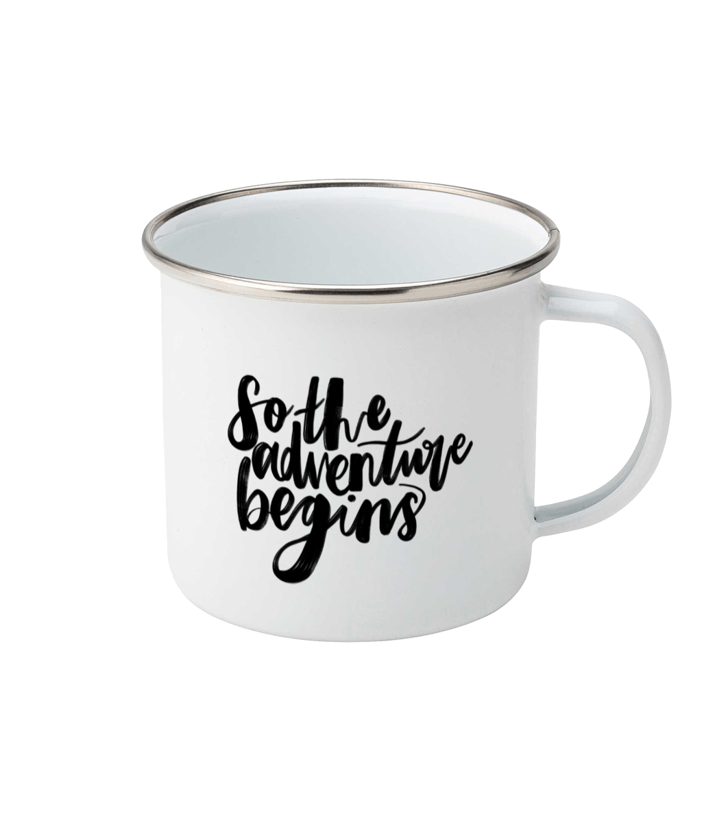 'Adventure Begins' Enamel Mug