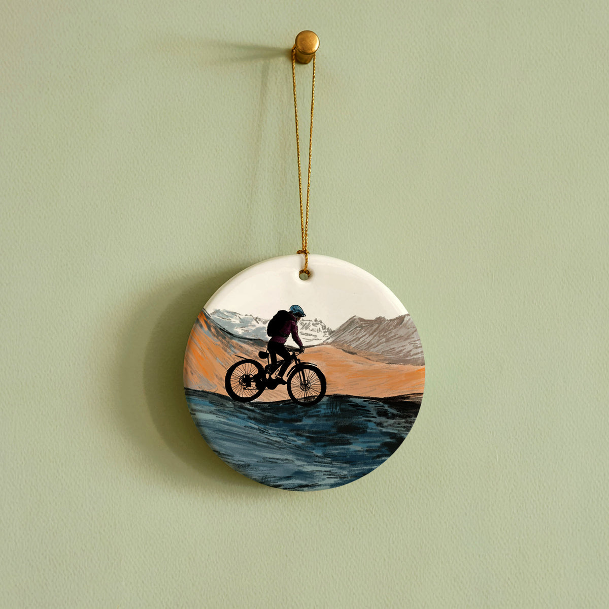Mountain Biking Ceramic Christmas Decoration