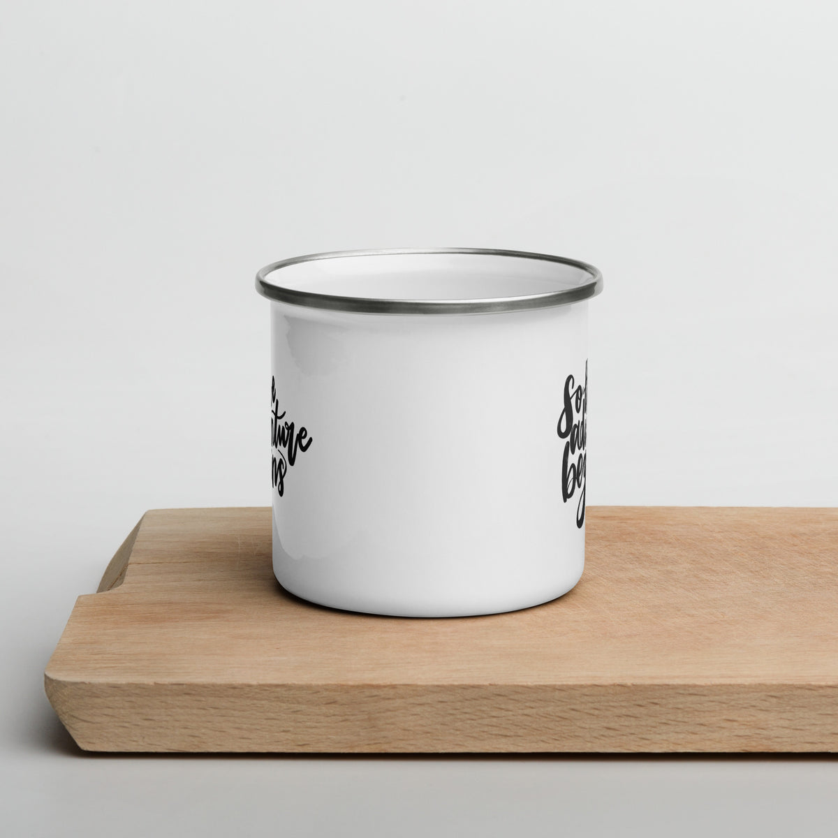 'Adventure Begins' Enamel Mug