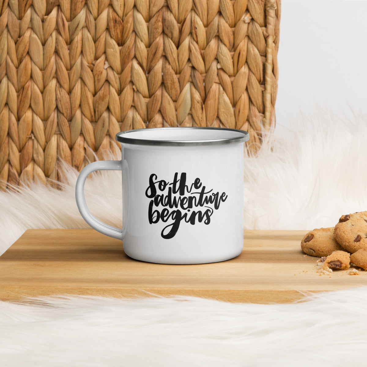 'Adventure Begins' Enamel Mug