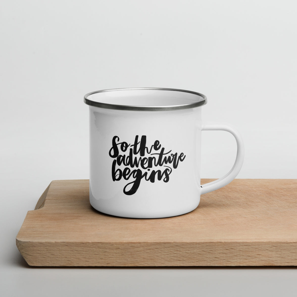 'Adventure Begins' Enamel Mug