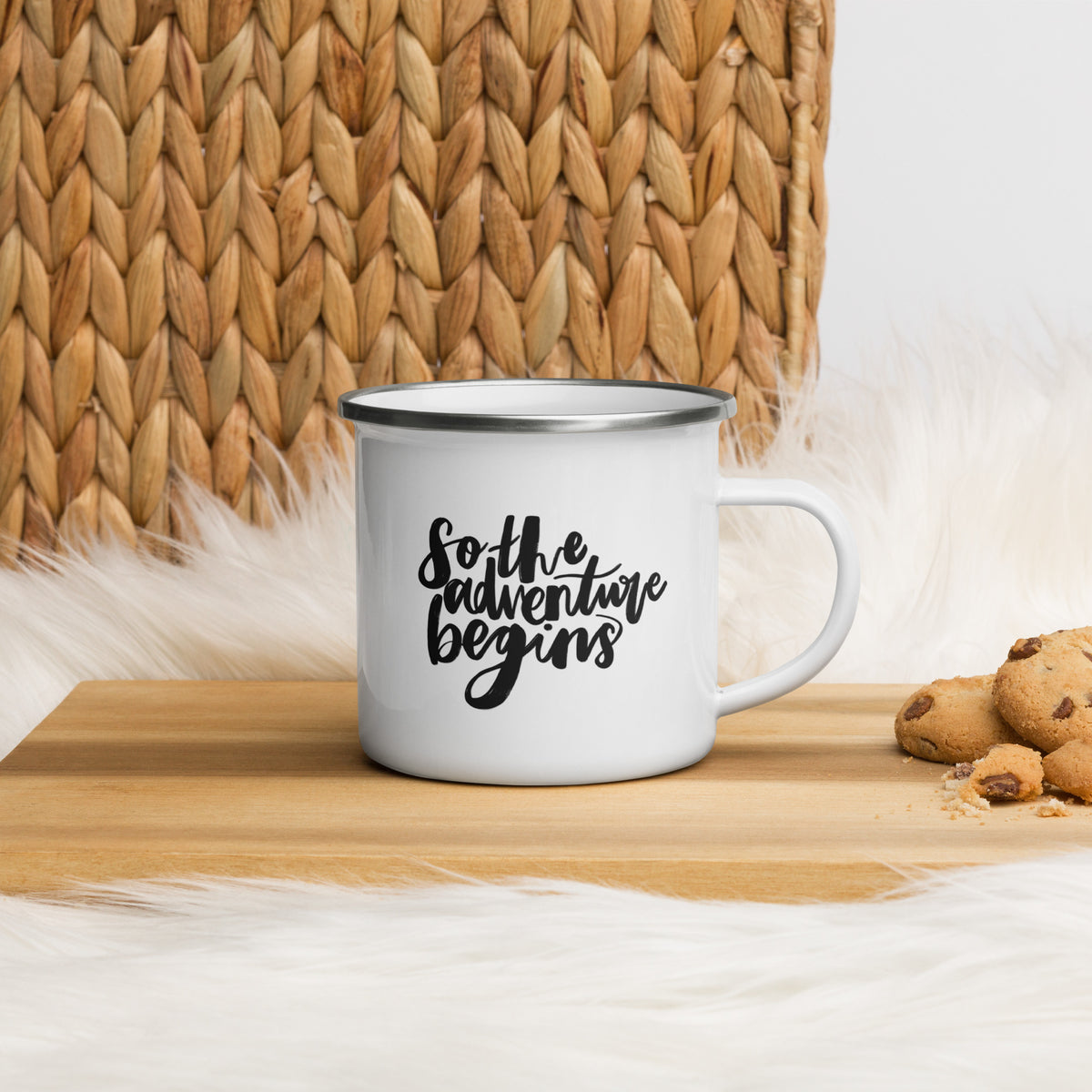 'Adventure Begins' Enamel Mug