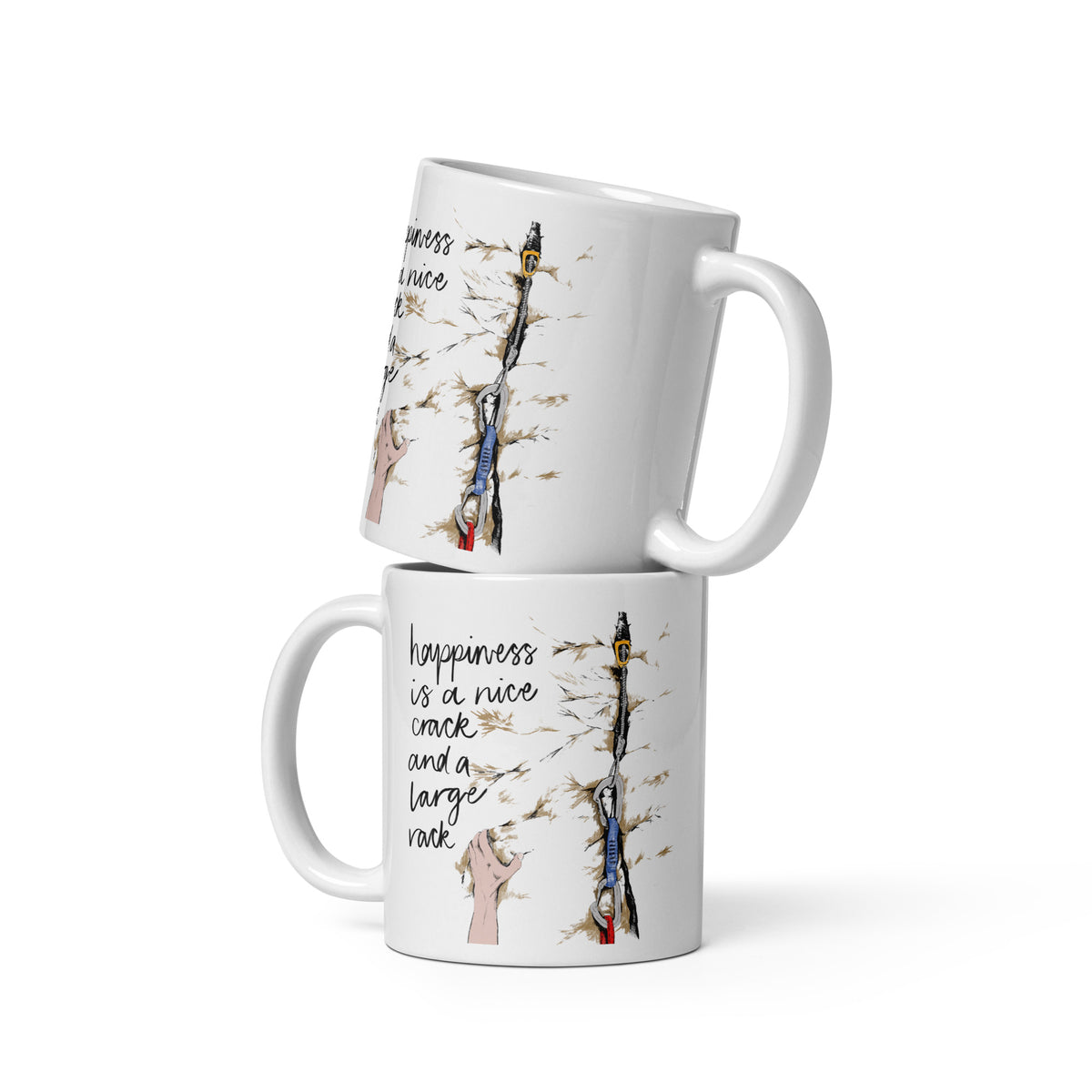 Happiness Is A Large Crack Climbing Pun Ceramic Mug
