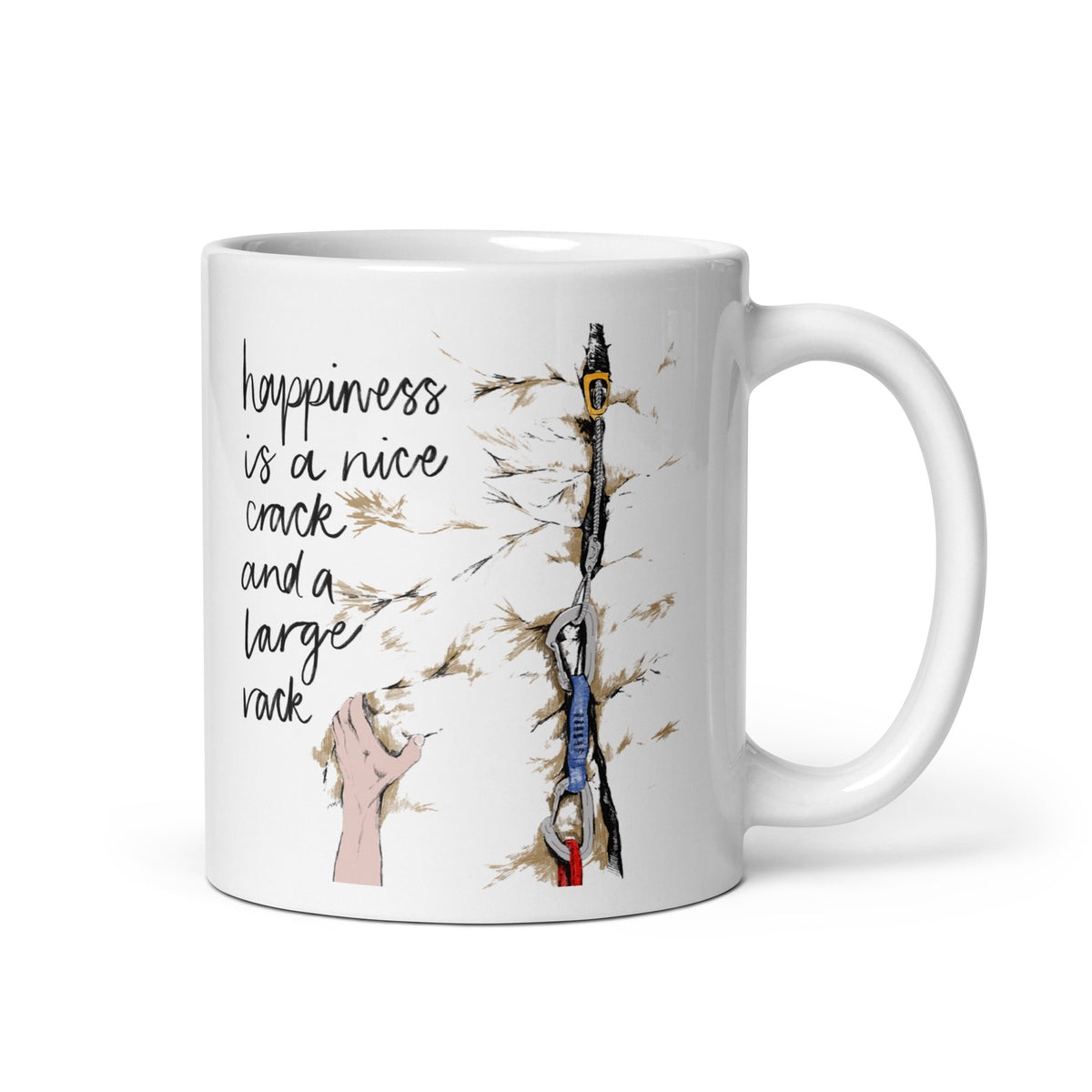 Happiness Is A Large Crack Climbing Pun Ceramic Mug