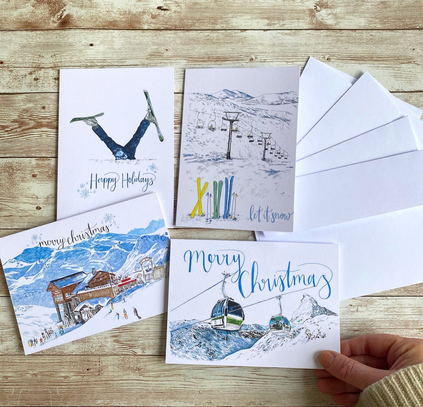 Skiing Christmas Card Set