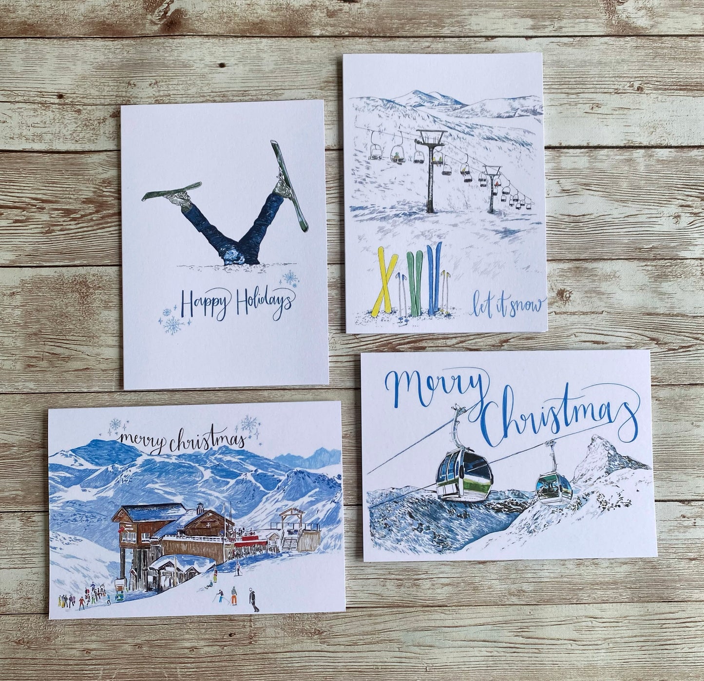 Skiing Christmas Card Set