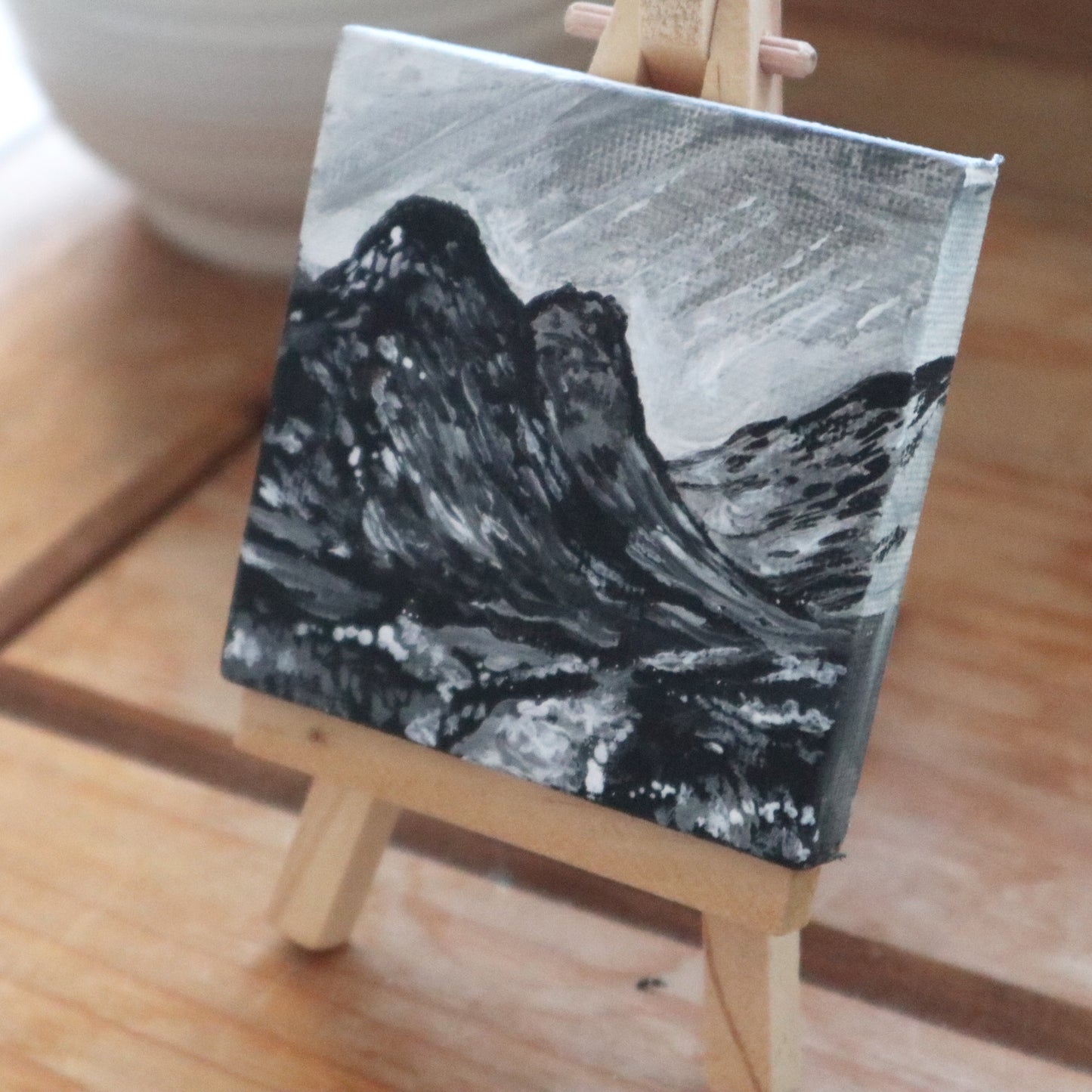 Day 19 - 7x7cm Mini Canvas - Glencoe in Black and White