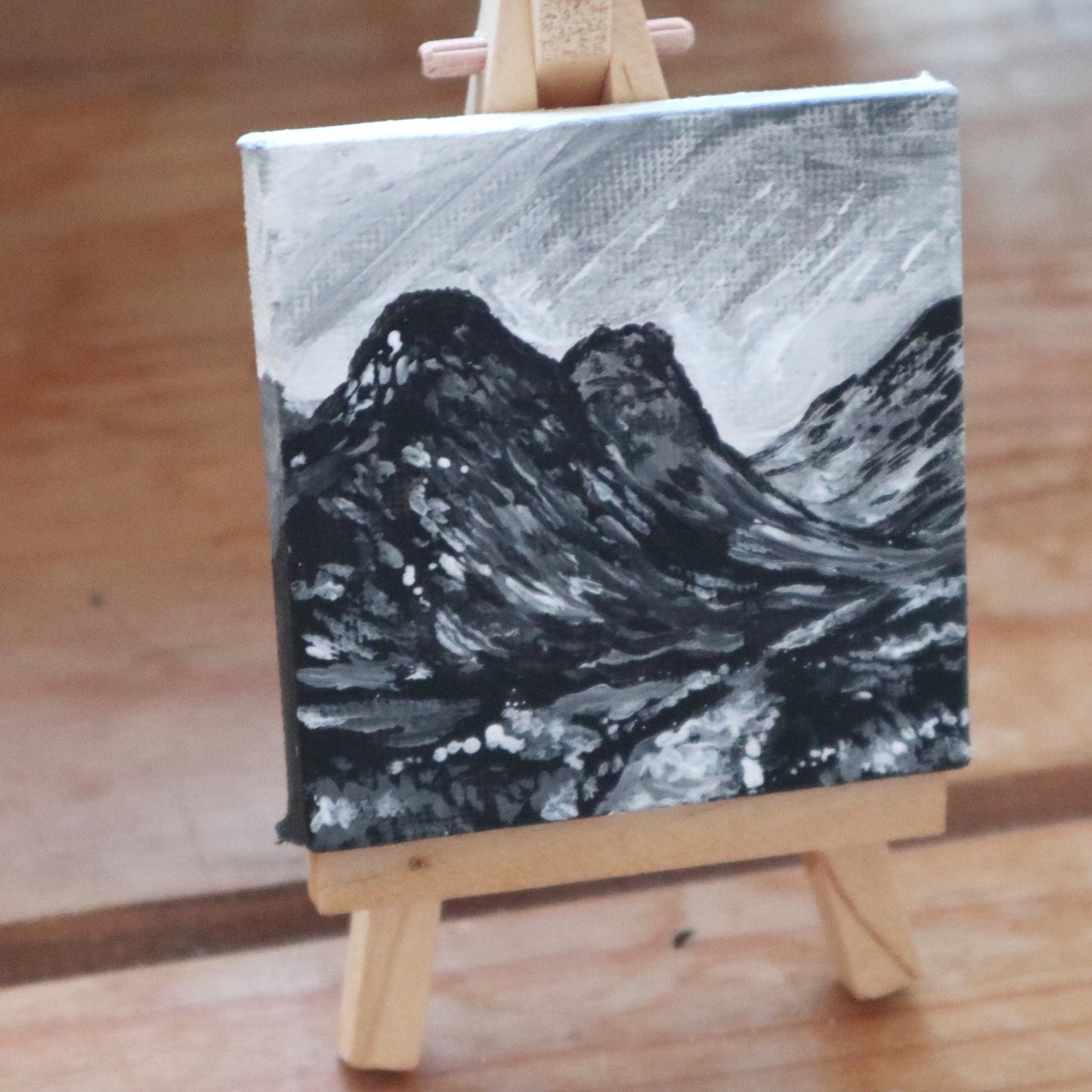 Day 19 - 7x7cm Mini Canvas - Glencoe in Black and White