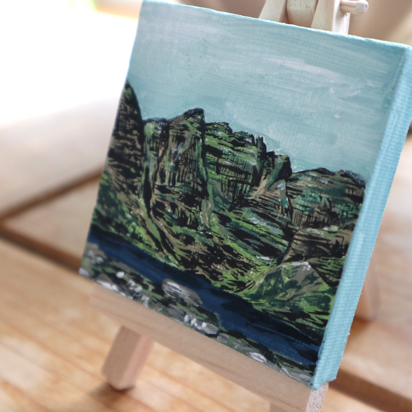 Day 37 - 7x7cm Mini Canvas - Loch Toll an Lochain, Pinnacles of An Teallach and Corrag Buidhe