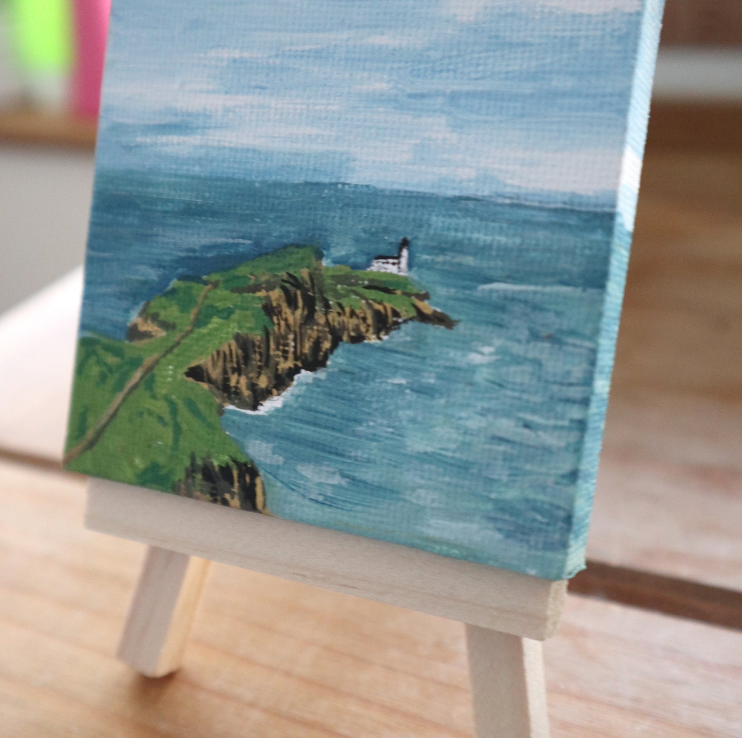 Day 17 - 7x7cm Mini Canvas - Neist Point Lighthouse, Isle of Skye