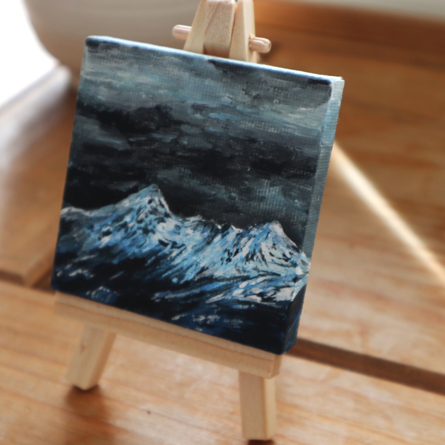 Day 23 - 7x7cm Mini Canvas - Sgurr Nan Gillean, Isle of Skye under a moody sky