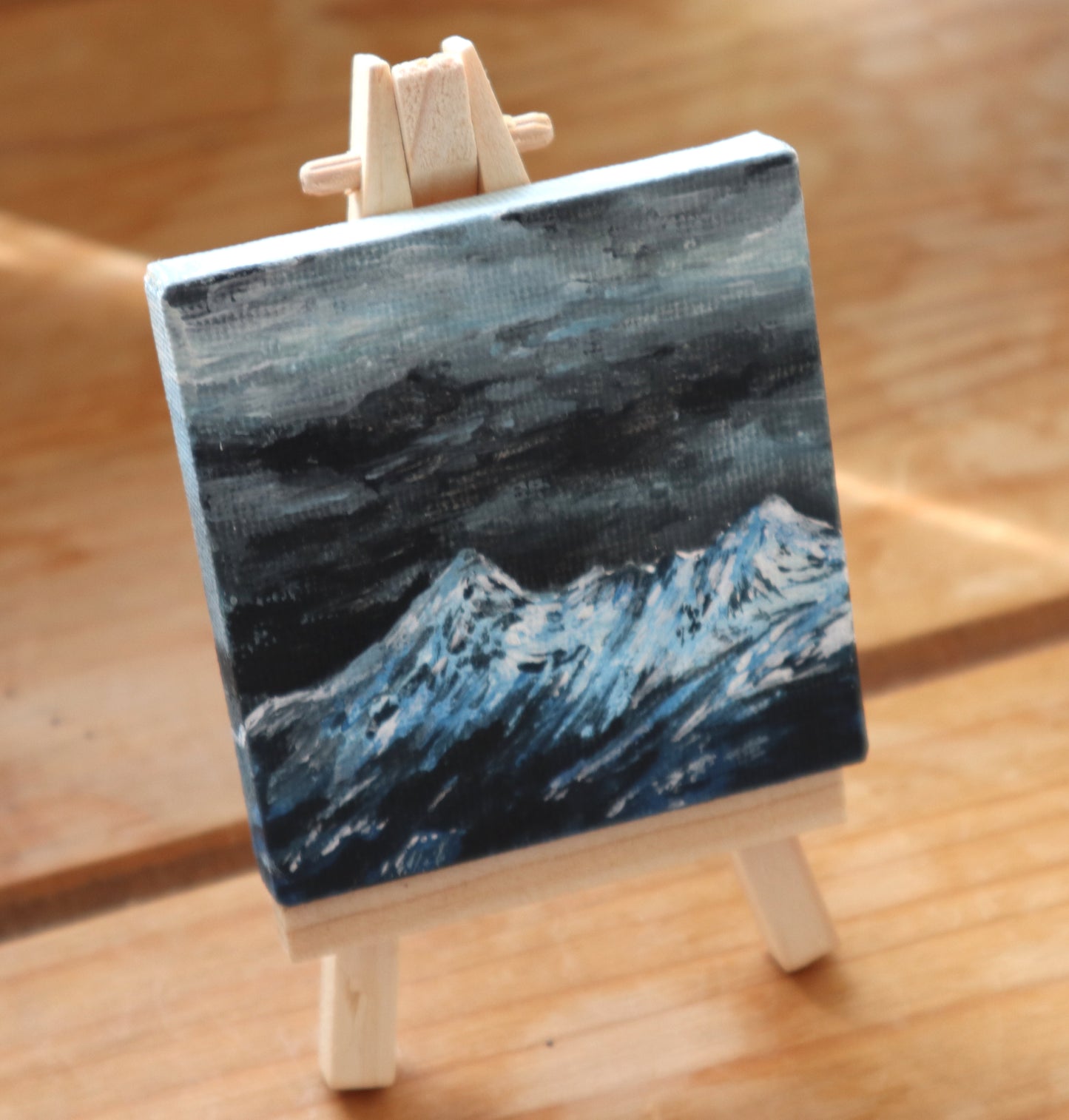 Day 23 - 7x7cm Mini Canvas - Sgurr Nan Gillean, Isle of Skye under a moody sky
