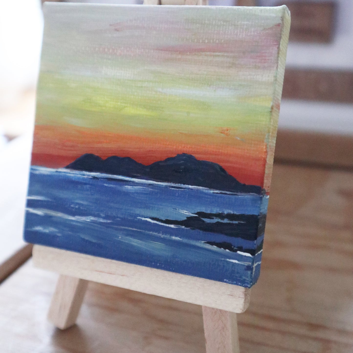 Day 31 - 7x7cm Mini Canvas - Sunset over Isle of Harris