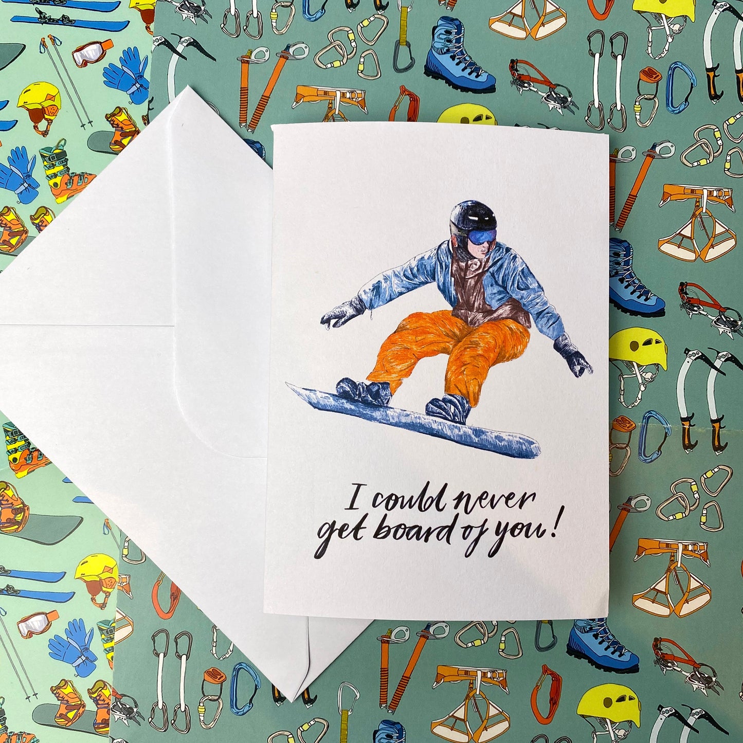 I Could Never Get Board Of You Snowboarding Greeting Card