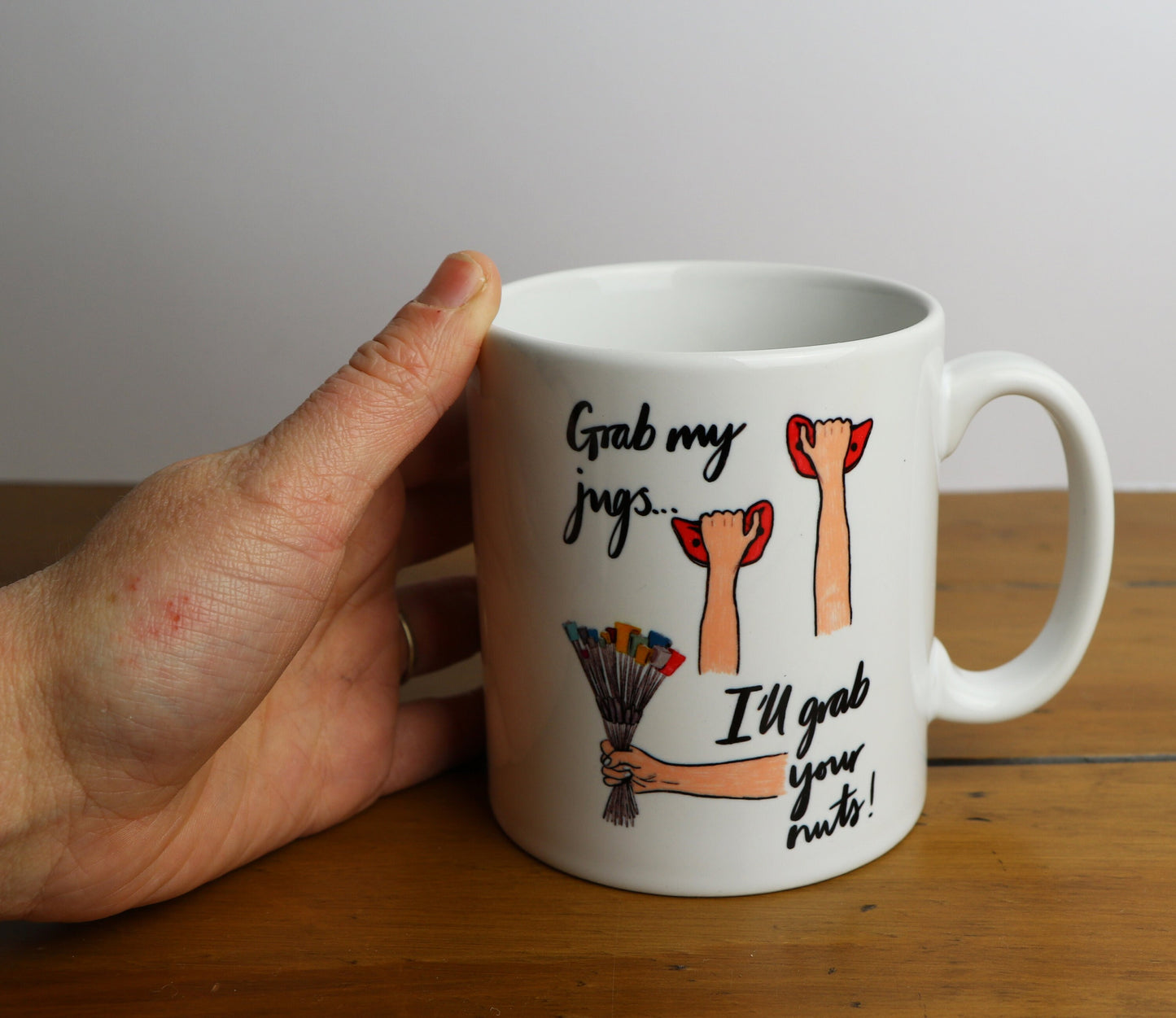 Grab My Jugs, I'll Grab Your Nuts Climbing Pun Ceramic Mug