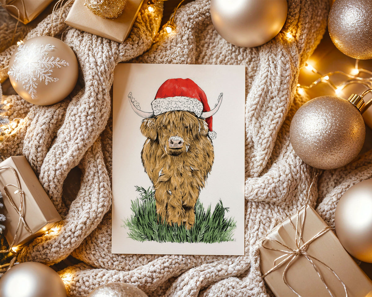 Highland Cow Christmas Card