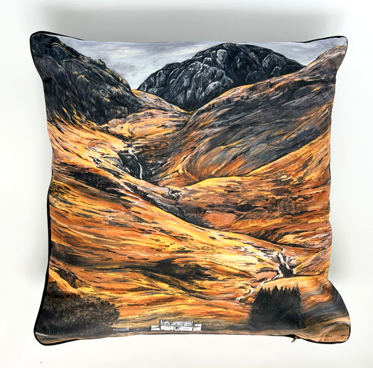 Wandering Glencoe Velvet Cushion with Piped Edging