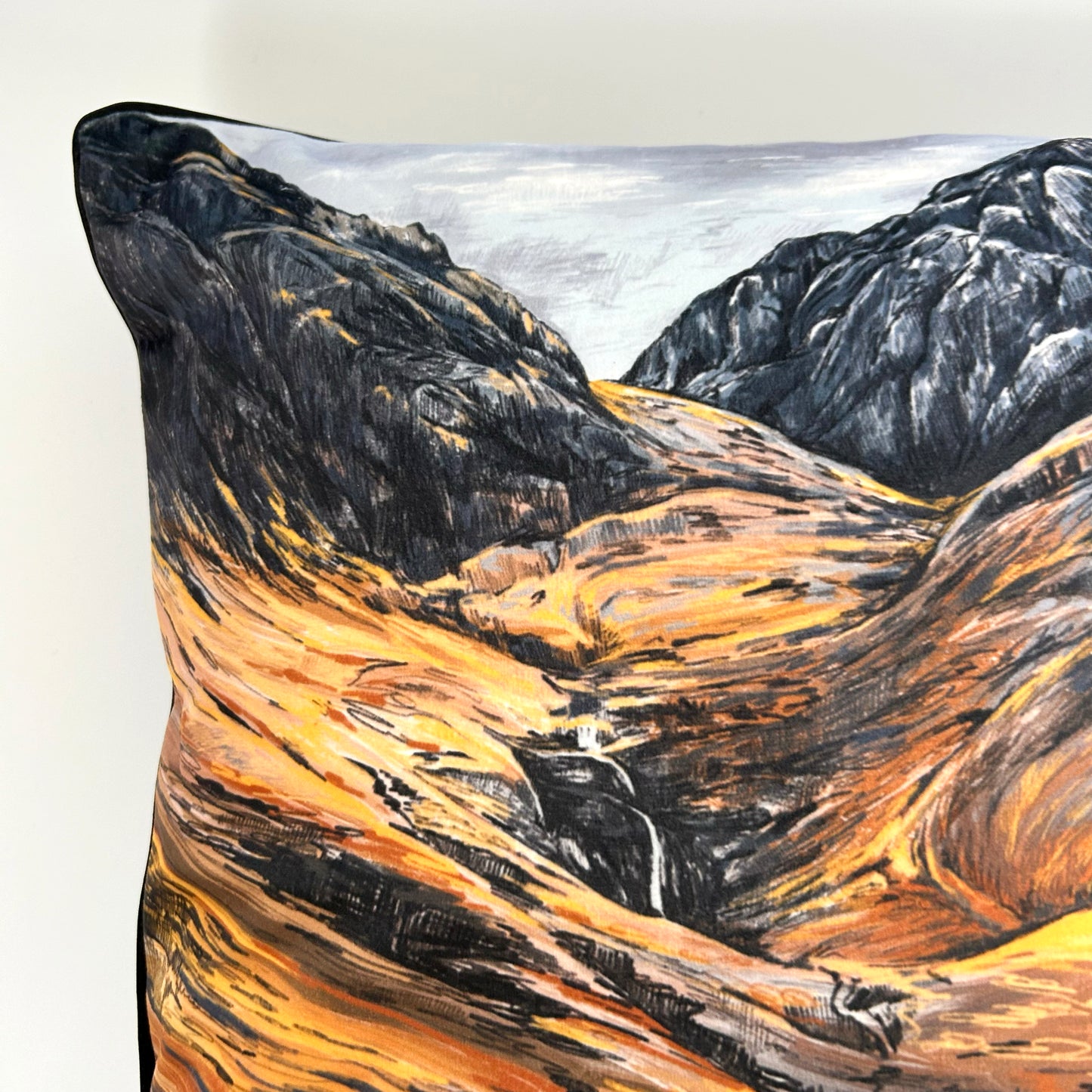 Wandering Glencoe Velvet Cushion with Piped Edging