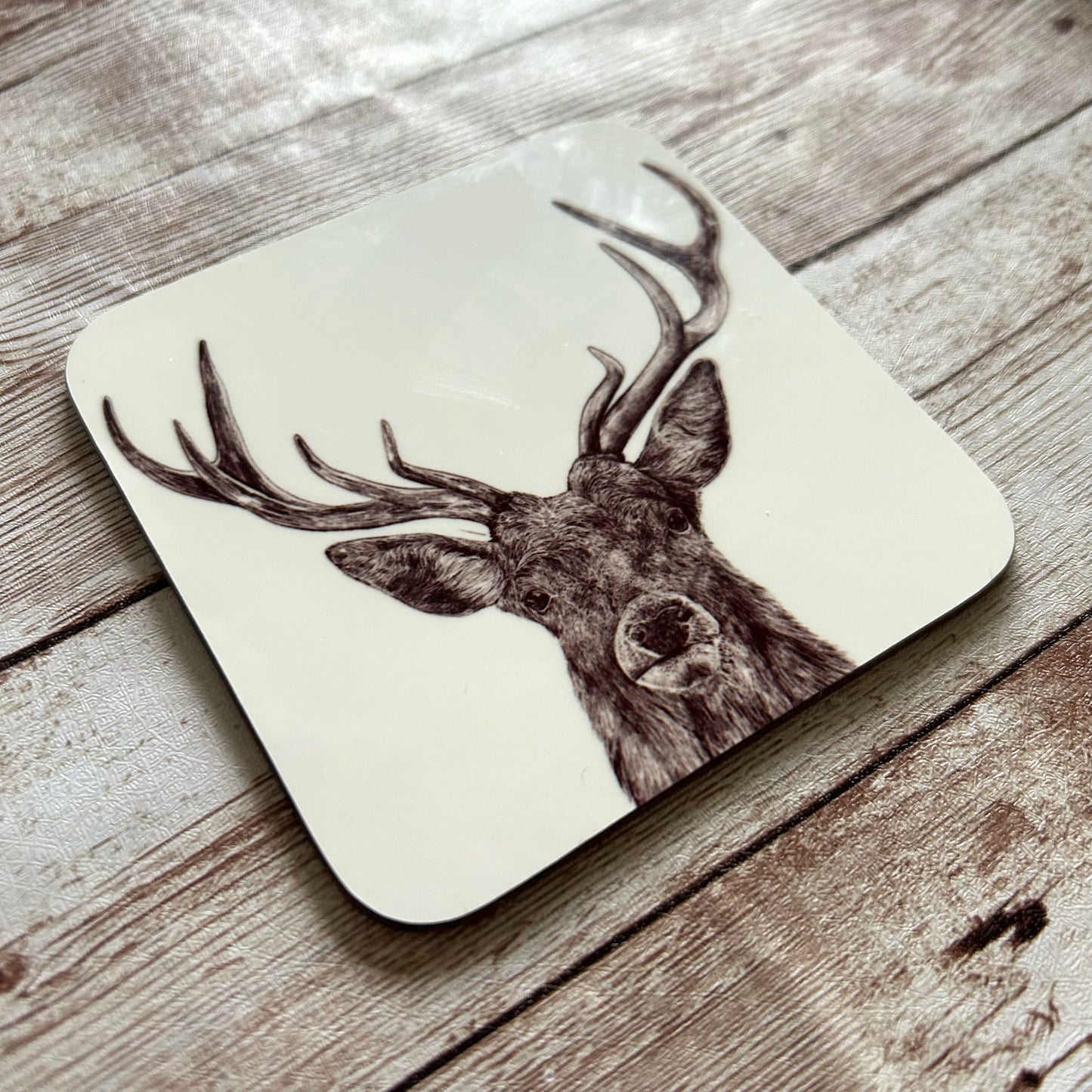 Stag Black and White Coaster