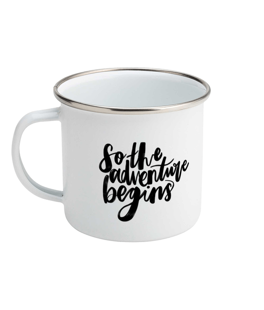 'Adventure Begins' Enamel Mug