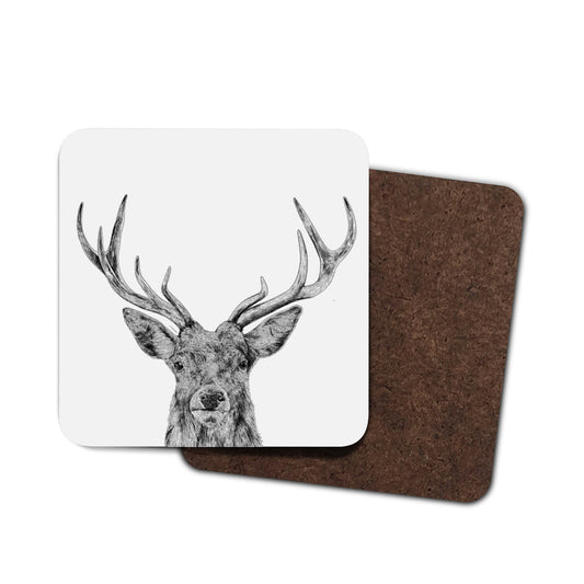 Stag Black and White Coaster