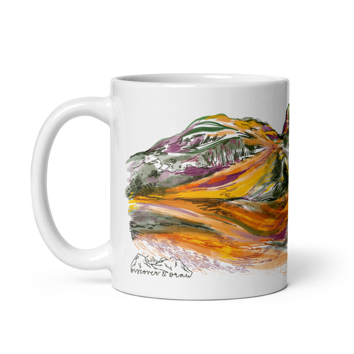 Studio photograph of left side of the three sisters mug 