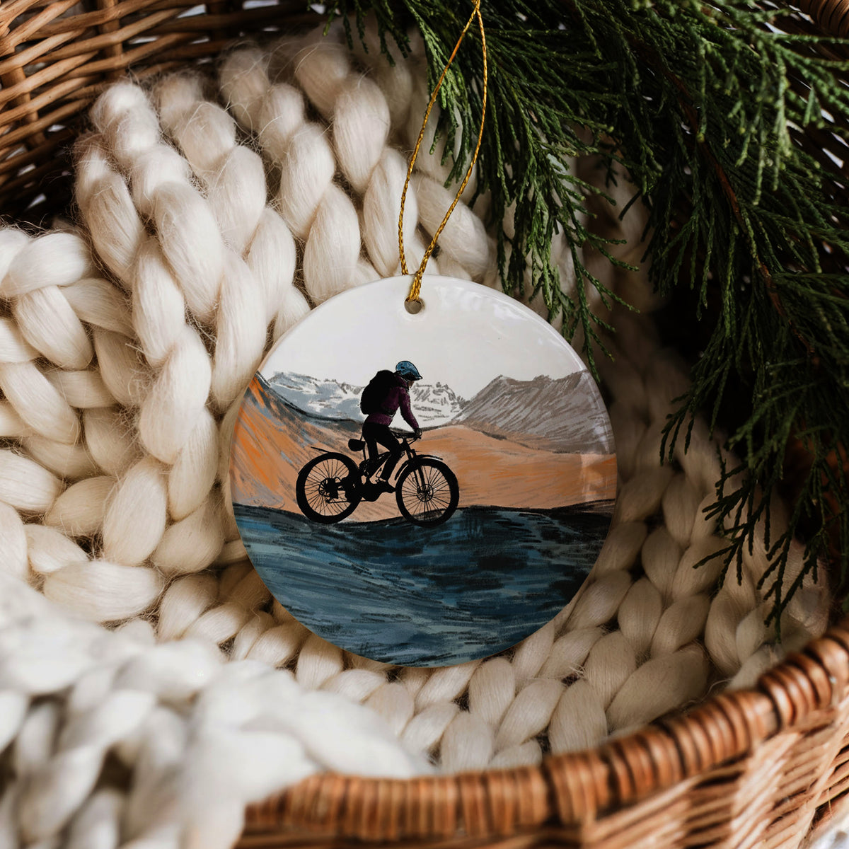 Mountain Biking Ceramic Christmas Decoration