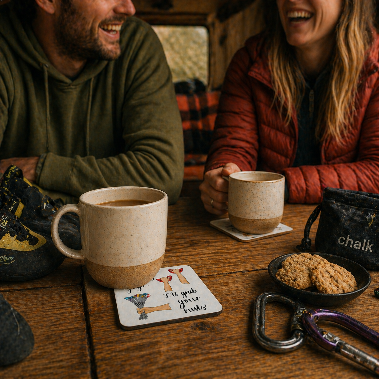 Funny Climbing Coaster – Grab My Jugs… I’ll Grab Your Nuts