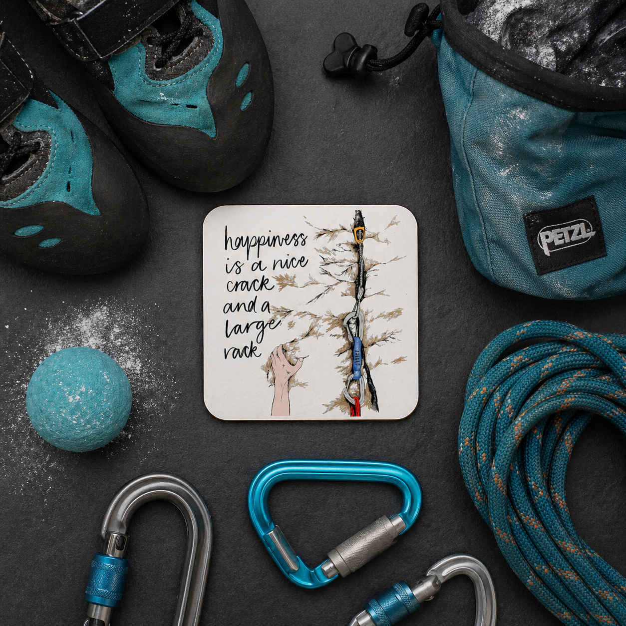 Funny Climbing Coaster Gift | Crack Climbing Coaster | Rock Climbing Humour | Bouldering Gift | Climber Present UK