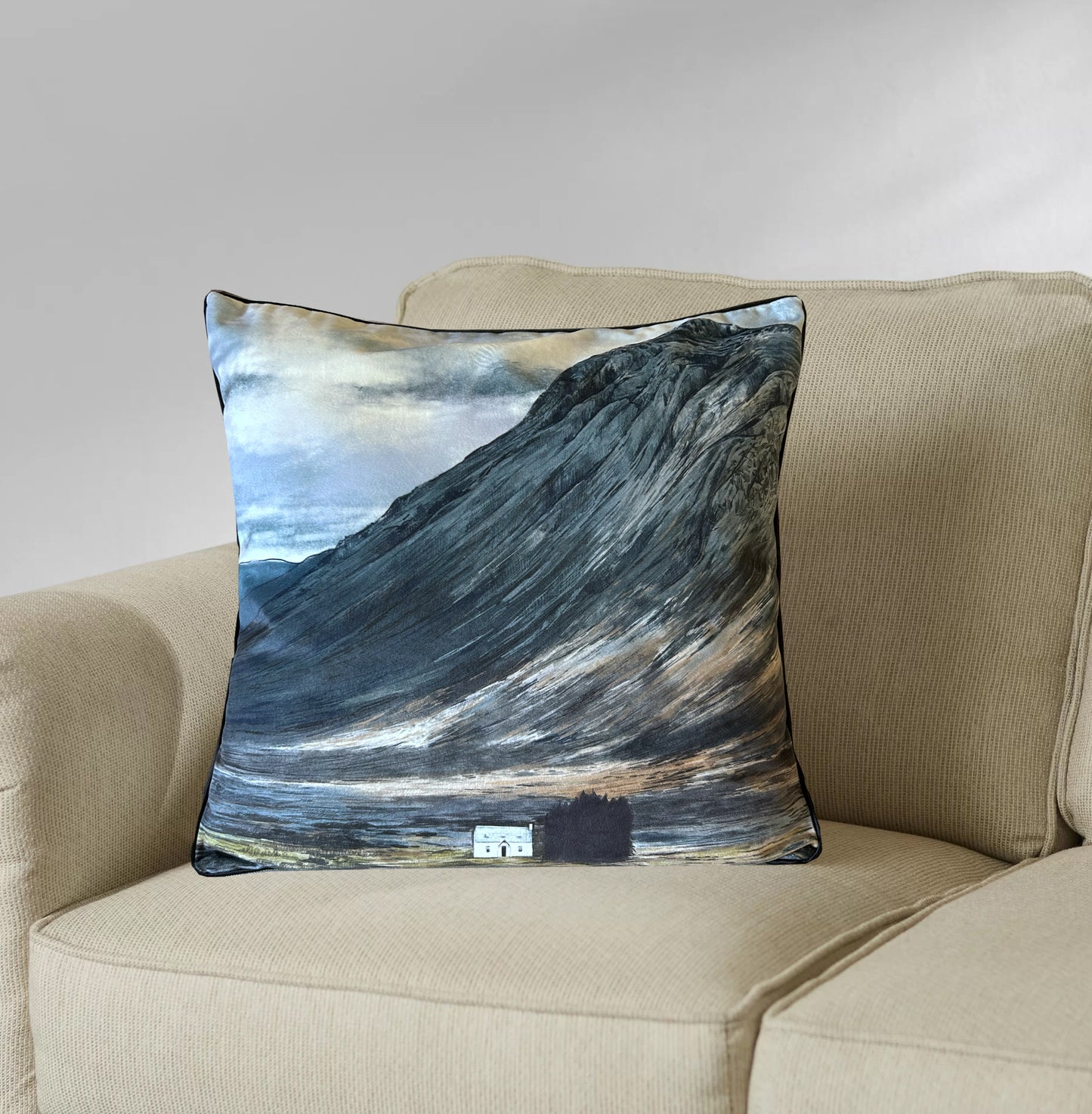 Buachaille Etive Mòr Velvet Cushion with Piped Edging