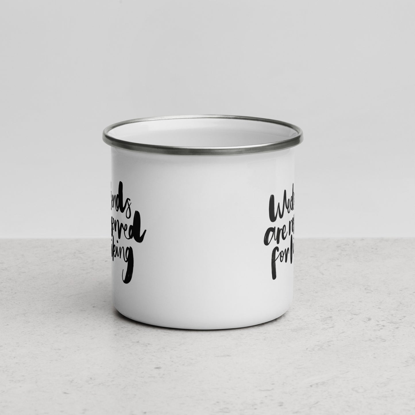 'Weekends Are Reserved For Hiking' Enamel Mug