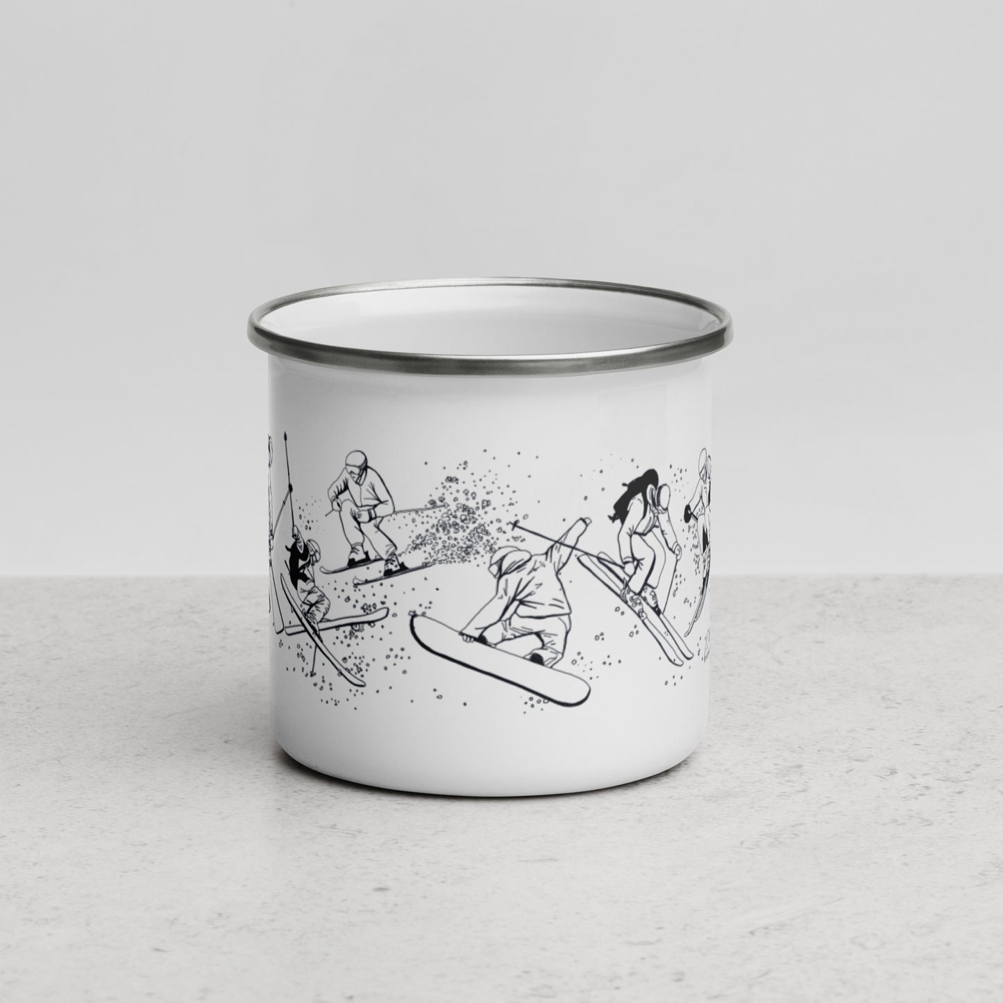Ski and Snowboard Enamel Mug