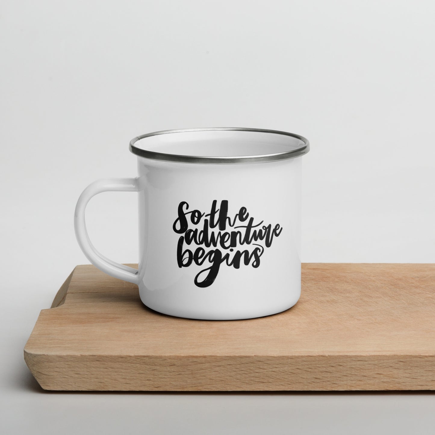 'Adventure Begins' Enamel Mug