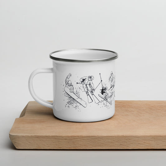 Ski and Snowboard Enamel Mug