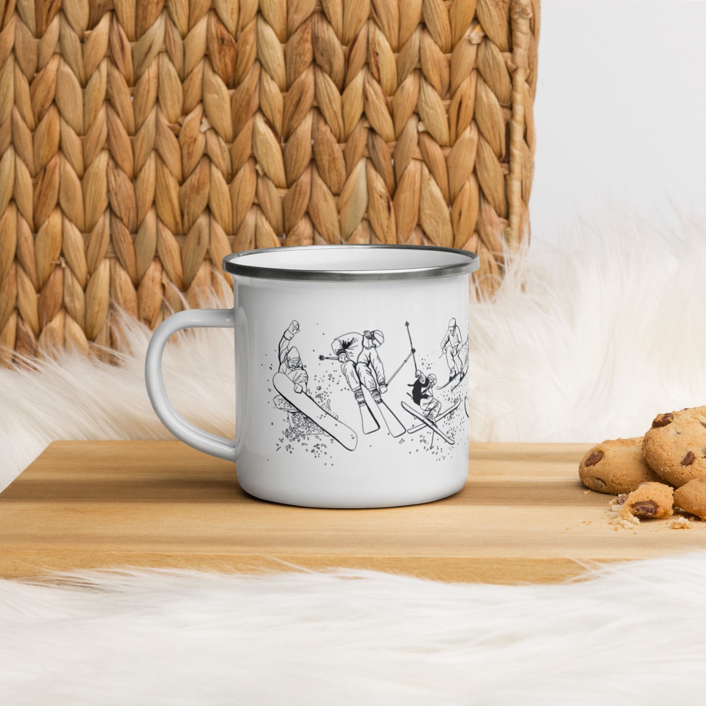 Ski and Snowboard Enamel Mug