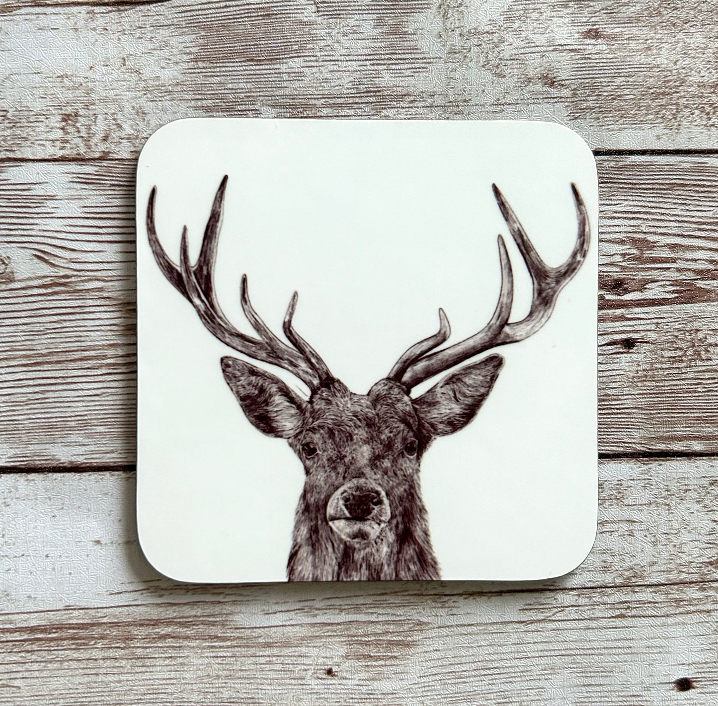 Stag Black and White Coaster