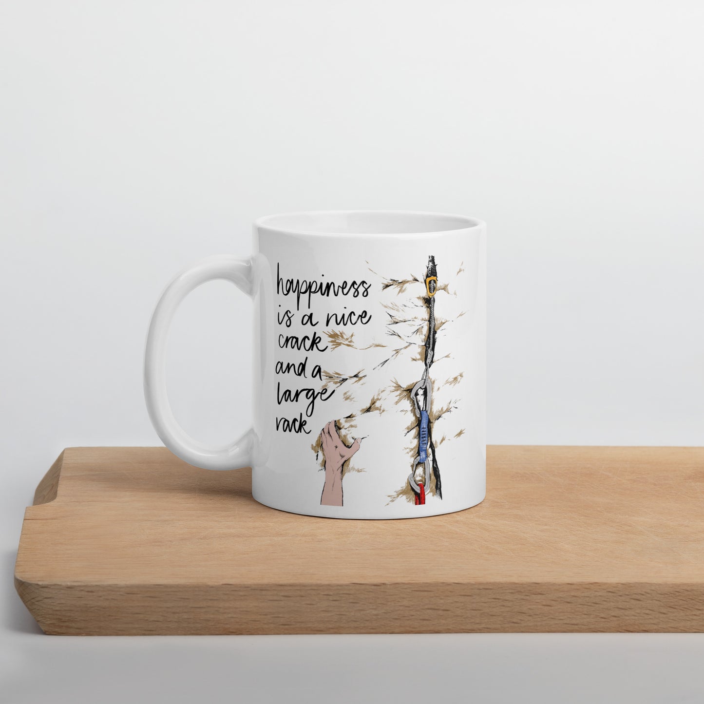 Happiness Is A Large Crack Climbing Pun Ceramic Mug