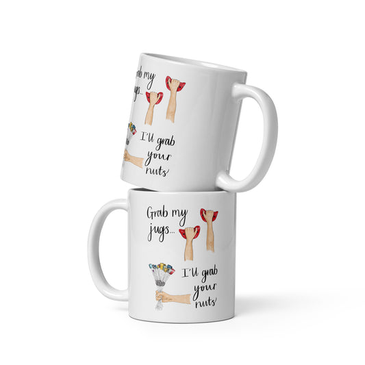 Grab My Jugs, I'll Grab Your Nuts Climbing Pun Ceramic Mug