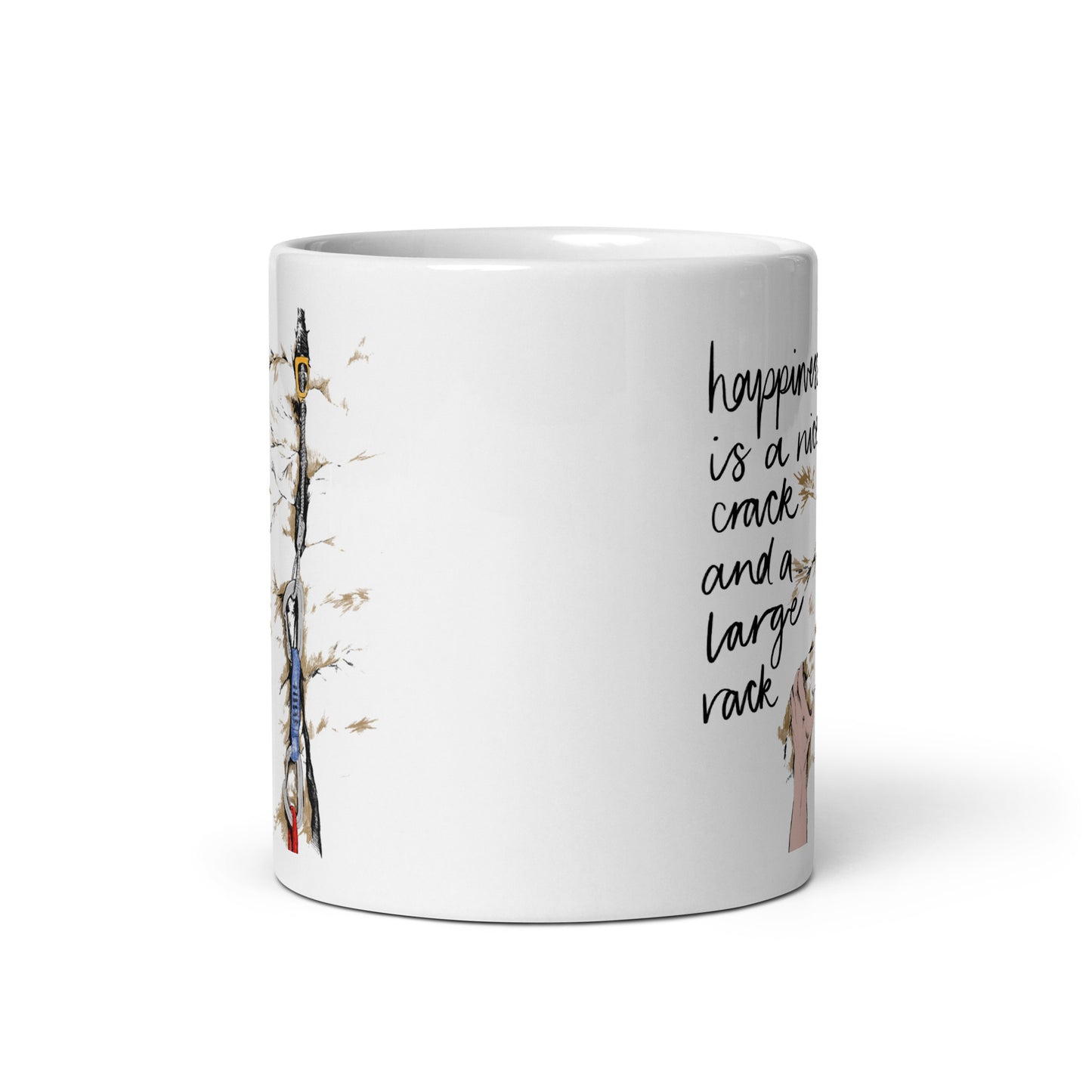 Happiness Is A Large Crack Climbing Pun Ceramic Mug