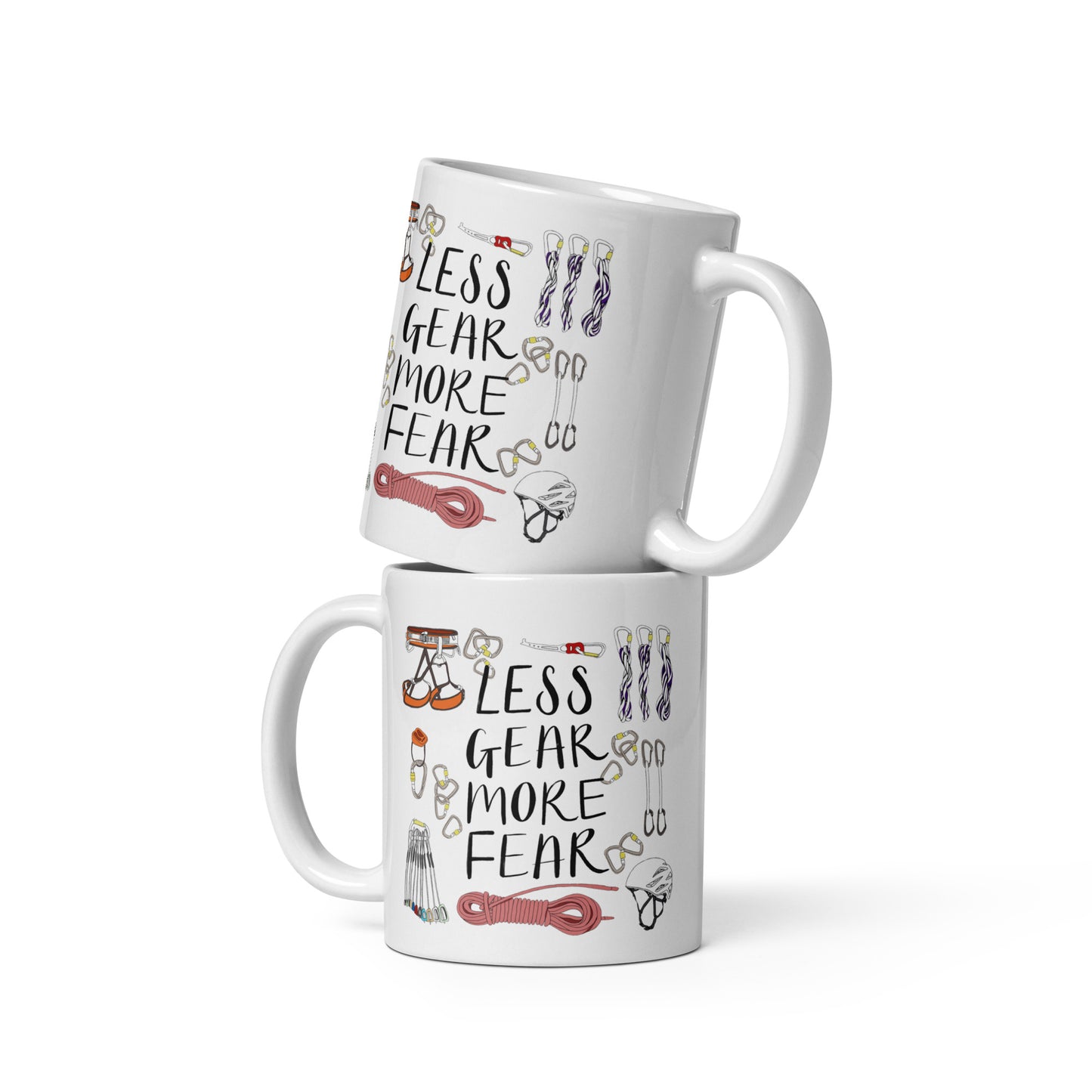 Less Gear More Fear Climbing Pun Ceramic Mug