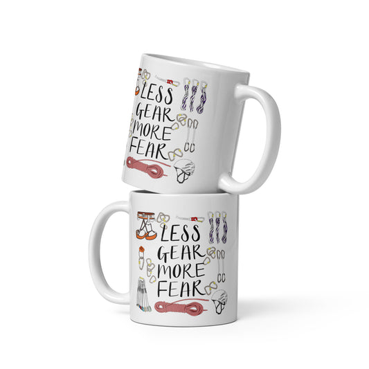 Less Gear More Fear Climbing Pun Ceramic Mug