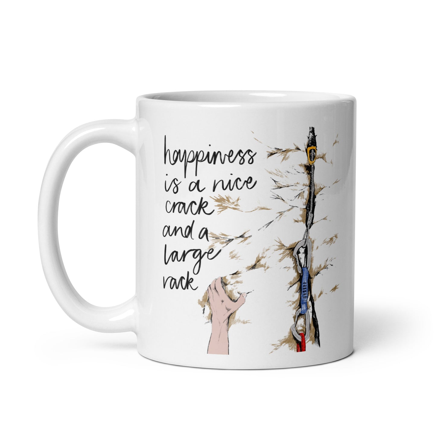 Happiness Is A Large Crack Climbing Pun Ceramic Mug