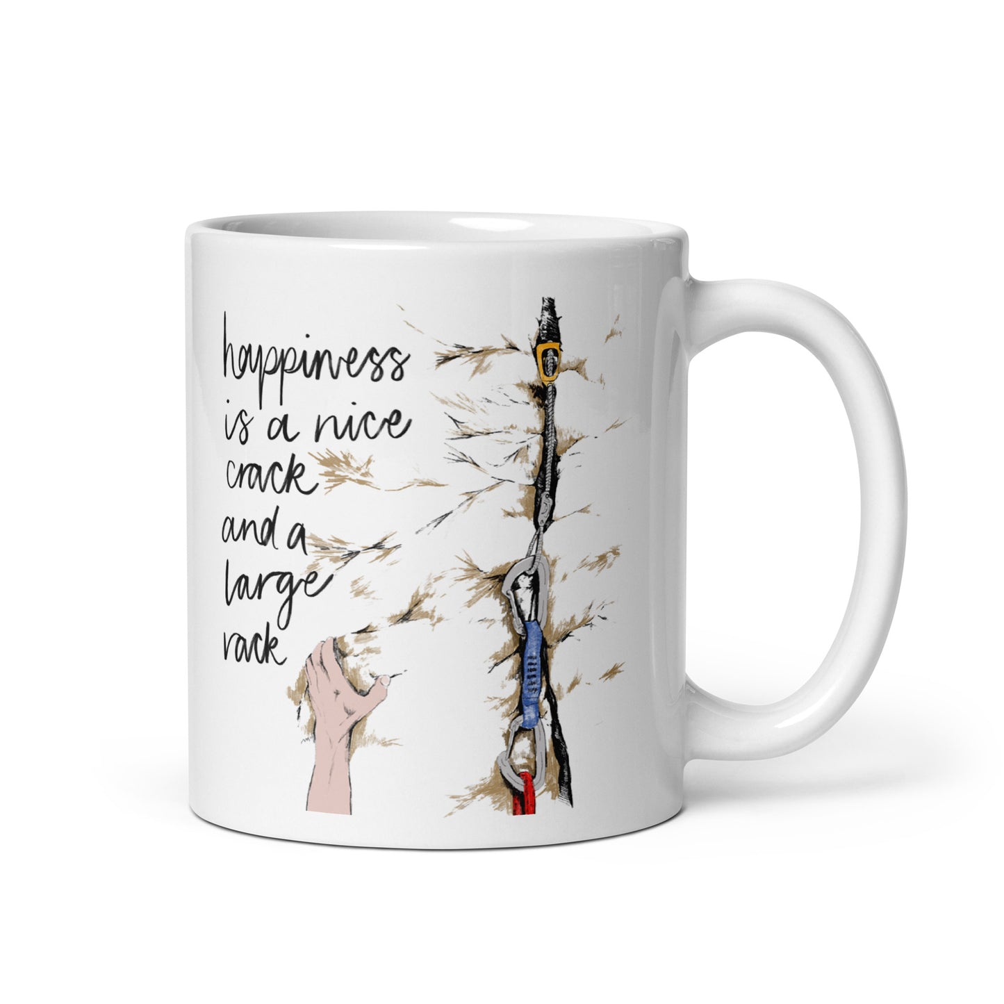 Happiness Is A Large Crack Climbing Pun Ceramic Mug